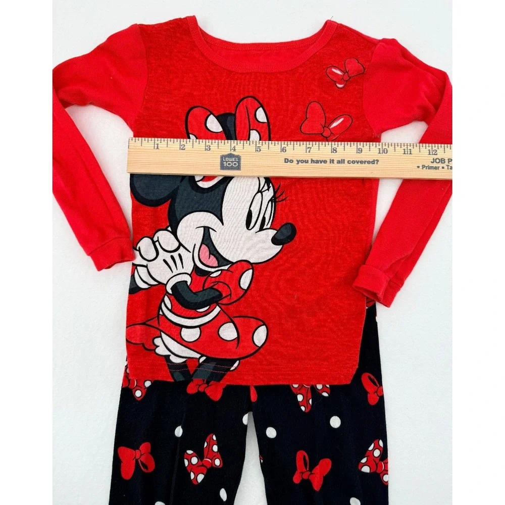 Disney Minnie Mouse Pajama Set Girls 5 6 Red 2 Piece‎ Cotton Sleepwear